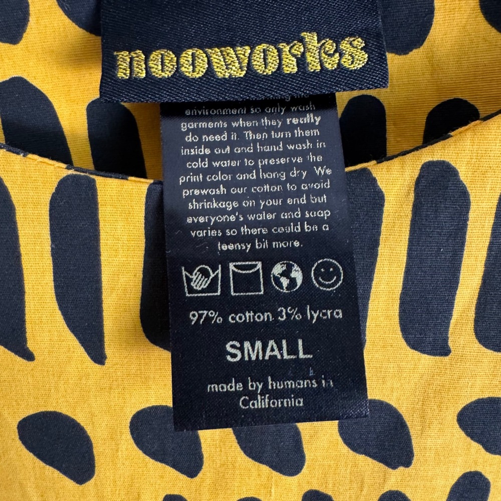 Nooworks Frida Dress in Dorcas Code Yellow Black Print Size Small - Picture 2 of 6